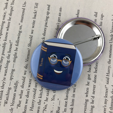 Load image into Gallery viewer, blue librarian fiction book button