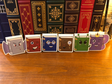 Load image into Gallery viewer, set of six book genre laminated magnetic bookmarks