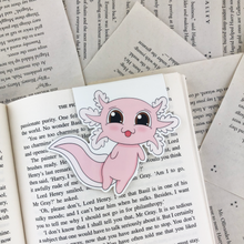 Load image into Gallery viewer, kawaii cute pink laminated axolot magnetic bookmark