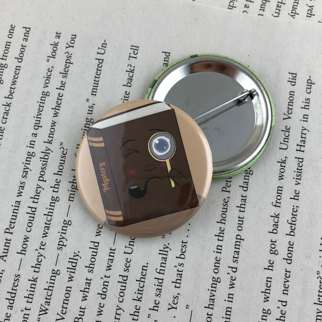 brown sleuth mystery book button