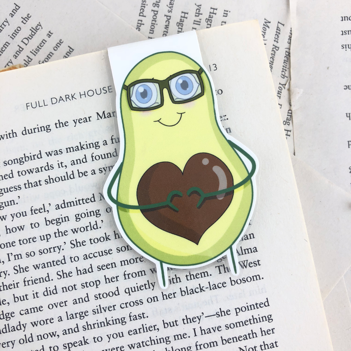 happy avocado laminated magnetic bookmark