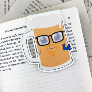 nerdy hipster beer bug laminated magnetic bookmark