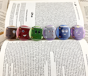 set of six book genre buttons