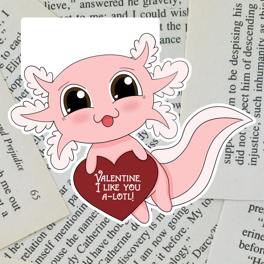 Valentine Axolotl Bookmark