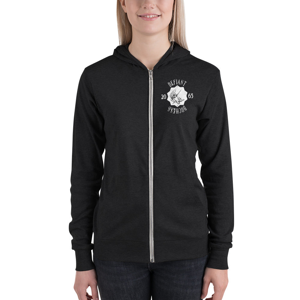 Defiant Duchess Light Weight Unisex zip hoodie
