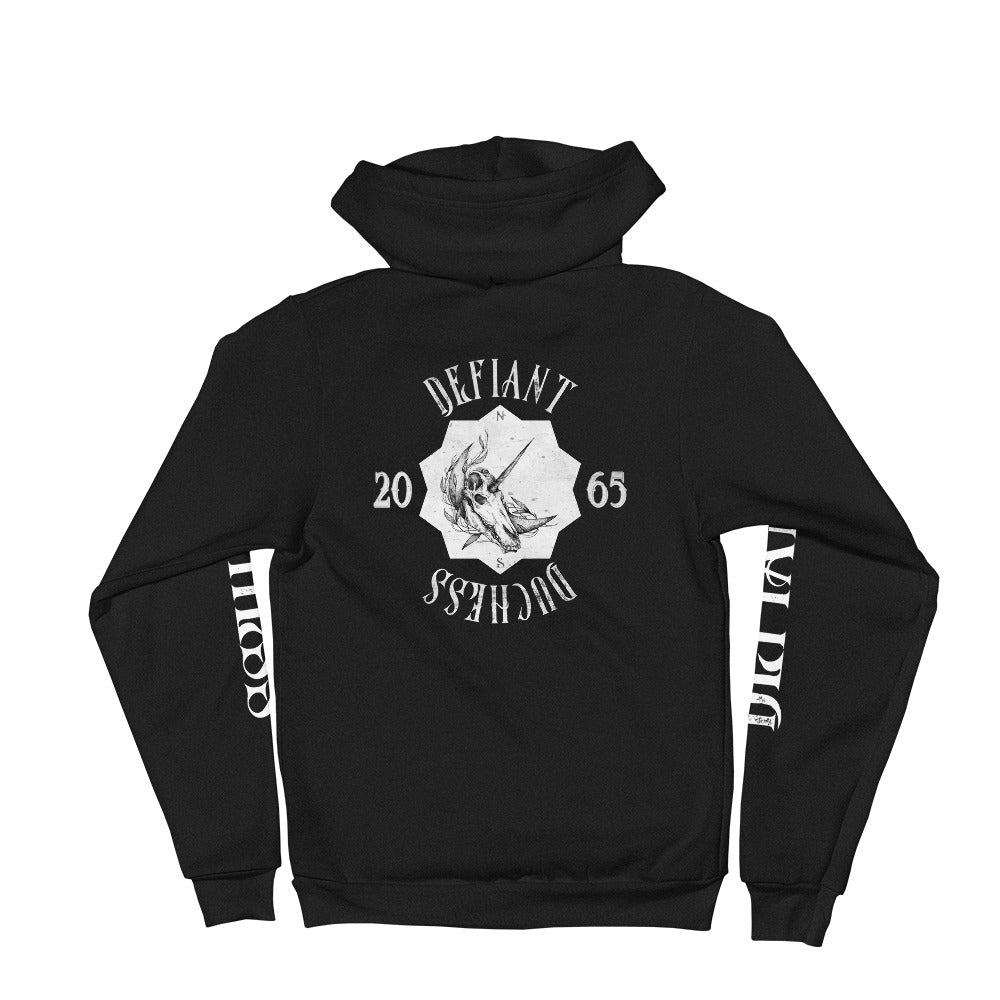 Defiant Duchess Hoodie sweater w/sleeve print