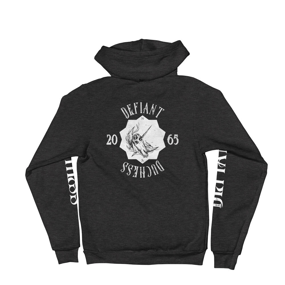 Defiant Duchess Hoodie sweater w/sleeve print